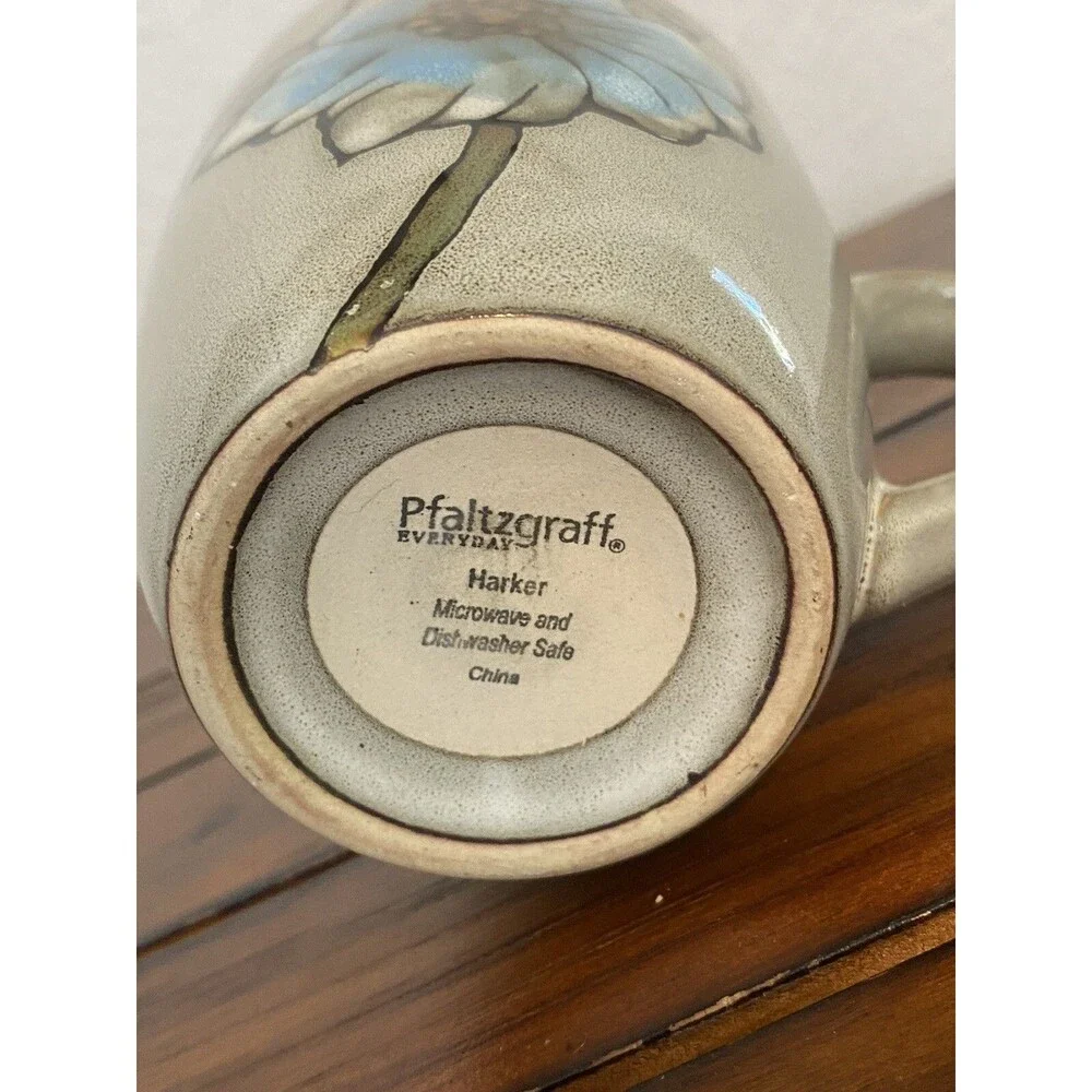 Pfaltzagraff Harker Coffee Cup SET of 2 Mug Blue Floral Replacement Retired